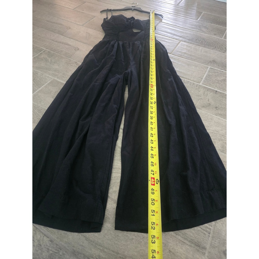 Free People Endless Summer Day Glow Jumpsuit Black Smocked Wide Leg Womens Small - Picture 7 of 11